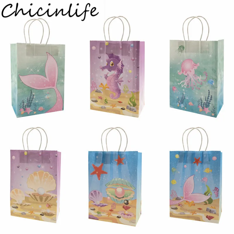 Chicinlife 5 шт. бумажные пакеты с хвостом русалки морская лошадь вечерние подарочные