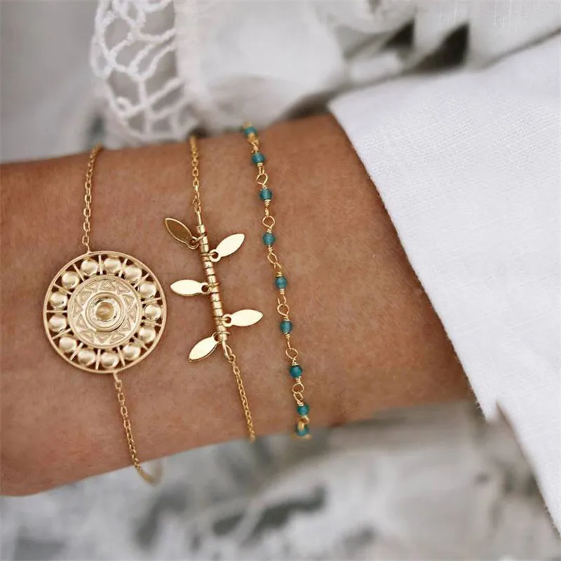 GinaDeer Boho браслет Дружба Браслеты из нержавеющей стали для женщин в винтажном стиле В богемном девушек