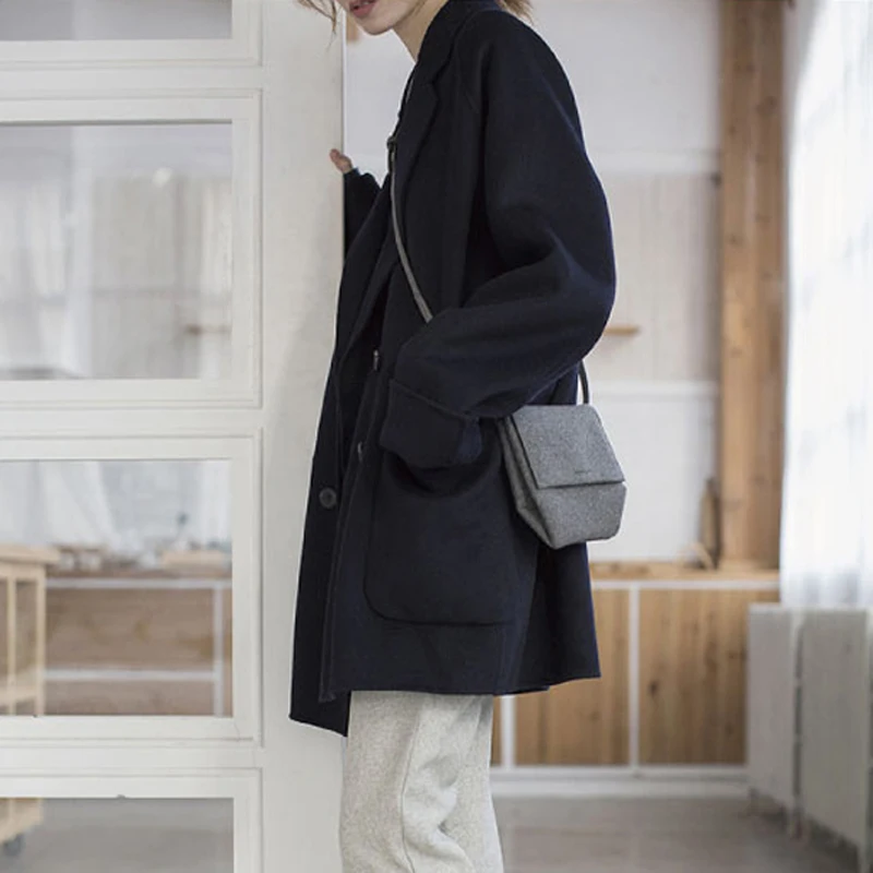 JUMPRS осенние женские Шерстяное пальто корейский модный свободный двубортный