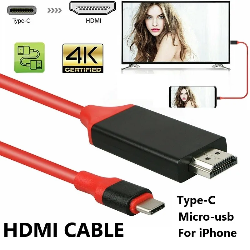 1080P HDMI HDTV кабель для IPhone Type C к Кабель адаптер Hauwei Mate10 Pro S8 Micro Usb Hdmi Samsung|Зарядные