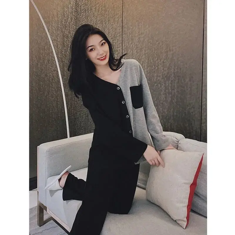 

New ins pajamas women's spring and autumn Korean version simple long sleeve cardigan girls' home wear thin women's pajamas suit