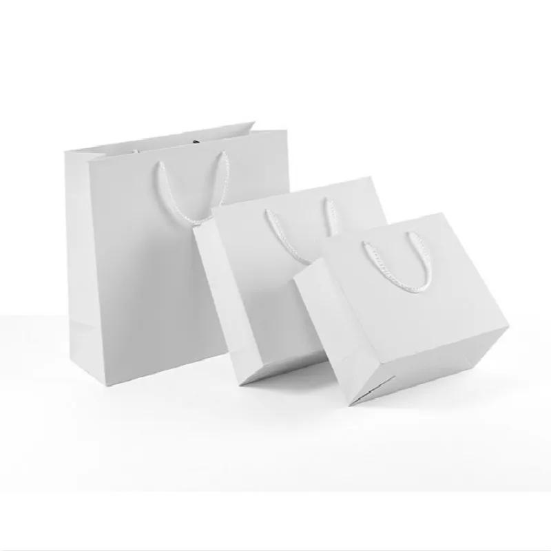 

New White Kraft Gift Bags with Handles Multi-function Paper Bags Recyclable Environmental Protection Bag Shopping Clothes Bags