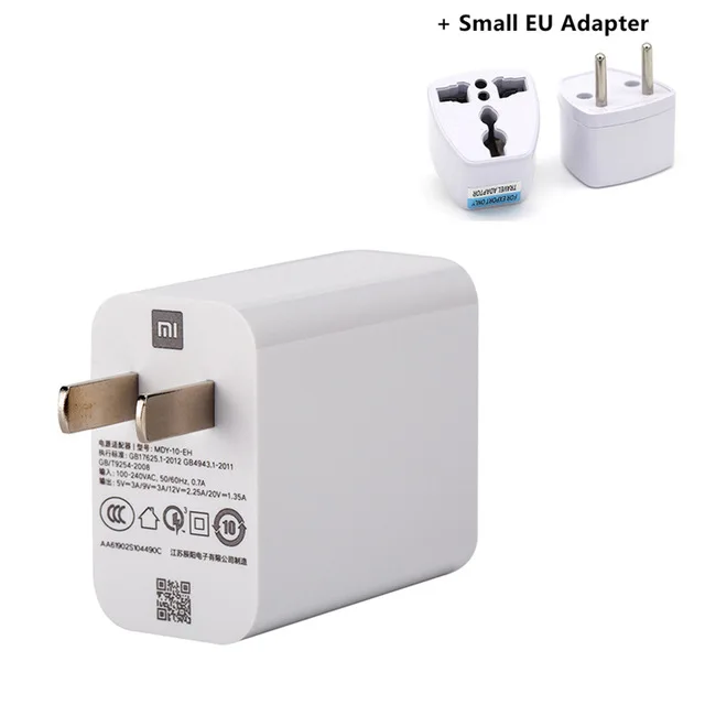 Add Small EU Adapter Xiao mi 27W зарядное устройство быстрый адаптер для зарядки для mi 9 Red mi K20 Pro QC 3,0 зарядный адаптер - Цвет: Add Small EU Adapter