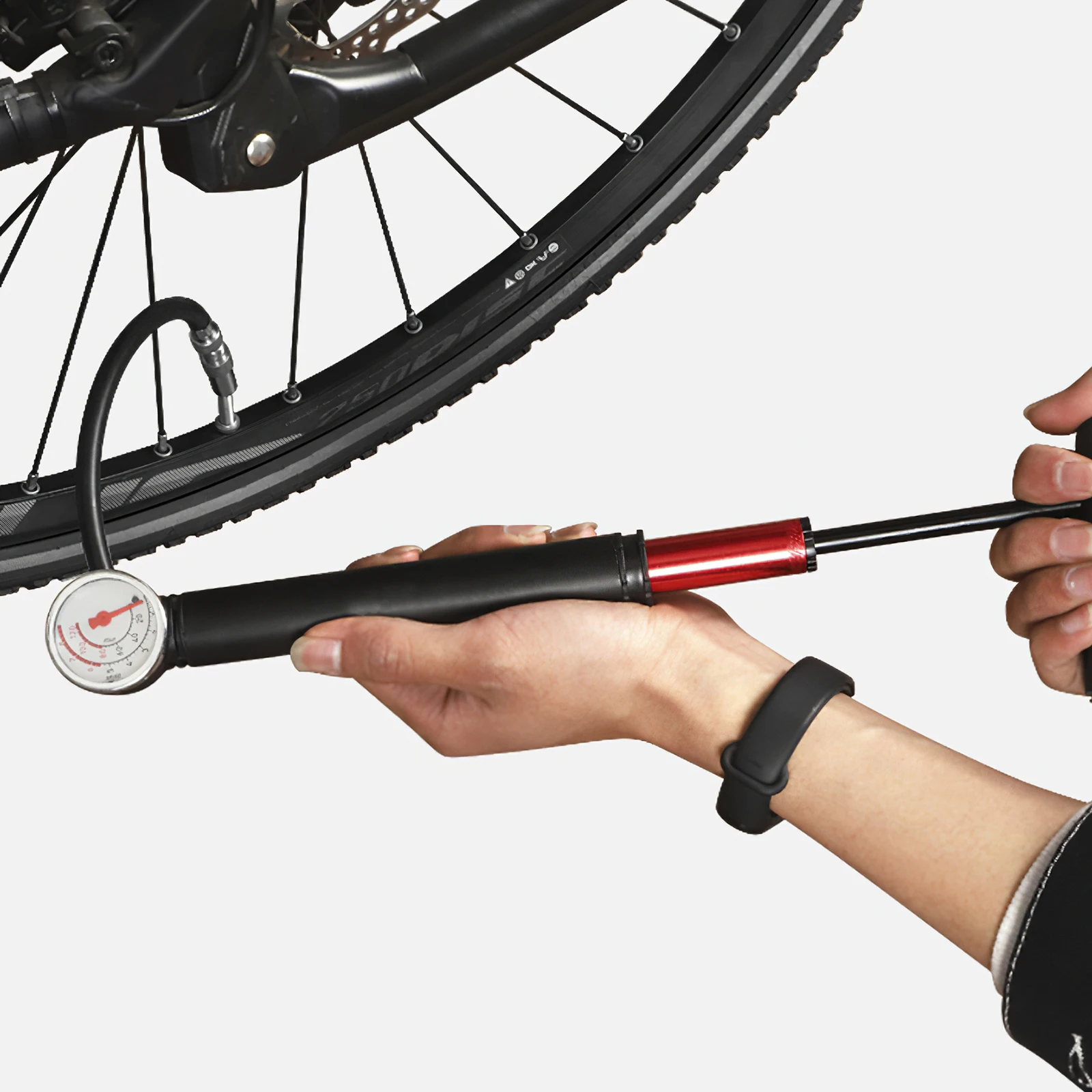 Compact Bike Bicycle Pump Aluminum Alloy Mini Air For Cycling Tire Inflator MTB with barometer and Foldable handle | Спорт и