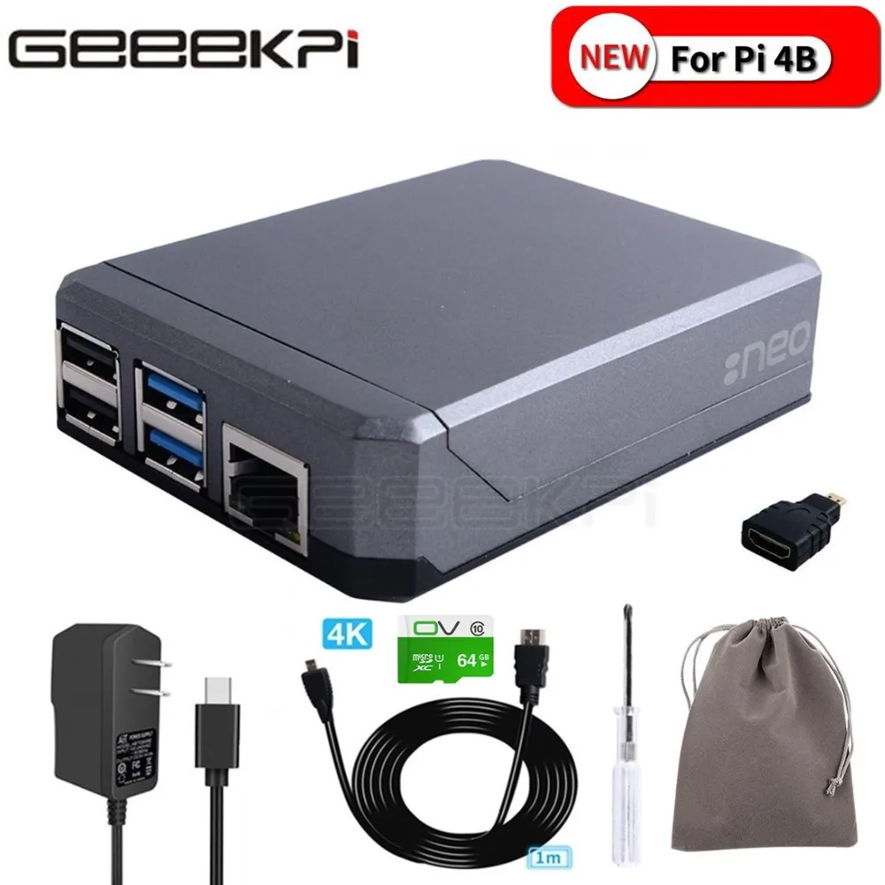 Аргон Нео Raspberry Pi 4 Чехол минималистский дизайн тонкий алюминиевый корпус