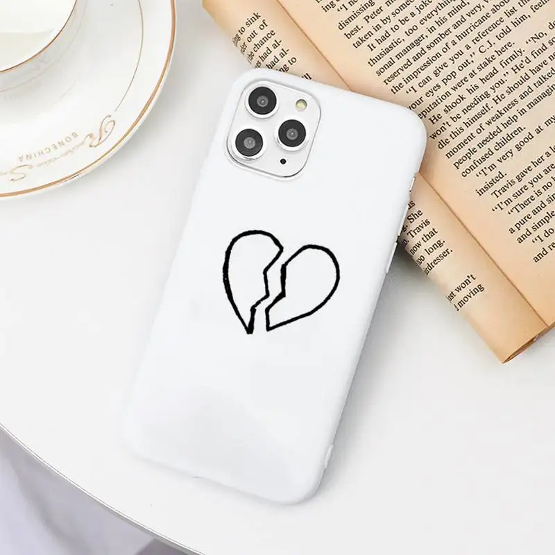 

Black cute Simple Lines Love Heart Phone Case Candy Color White for iPhone 11 pro XS MAX 8 7 6 6S Plus X 5S SE 2020 XR