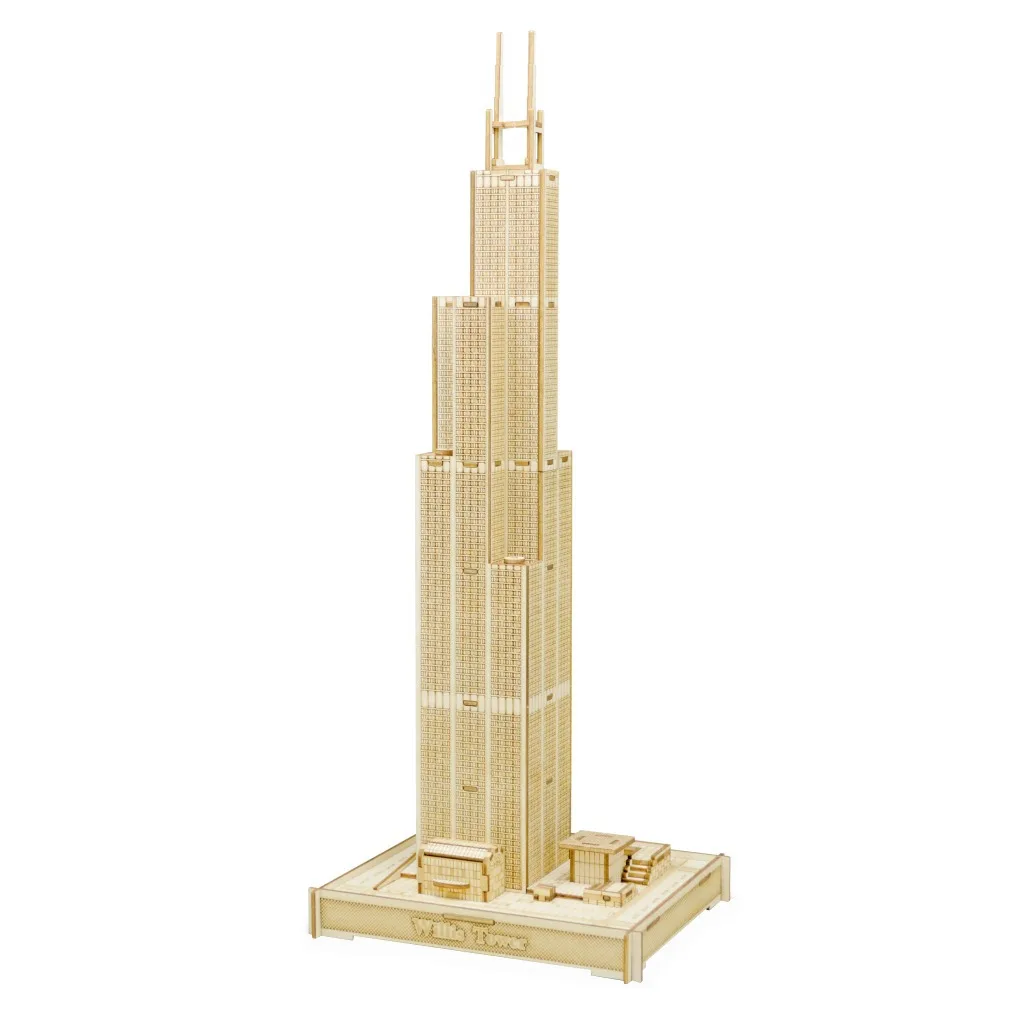 

candice guo 3D wooden puzzle DIY toy woodcraft assembly kit famous architecture USA Willis tower birthday Christmas gift 1pc