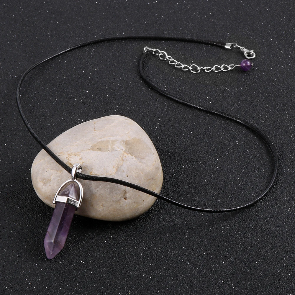 Женский и мужской кулон из натурального камня с шестигранной пулей ожерелье