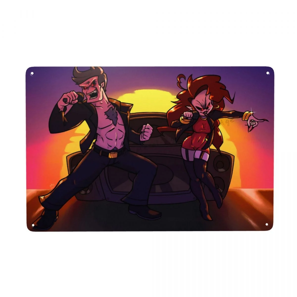 

Couple Metal Tin Signs Friday Night Funkin Girlfriend Rhythm Game Iron Painting Home Bar Room Decor Wall Art Vintage Modern