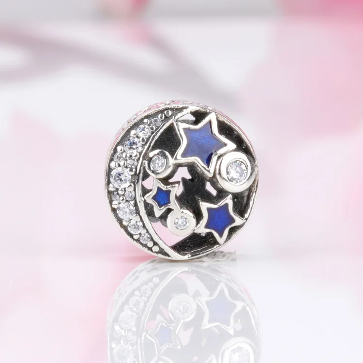 

Amaia Authentic 925 Silver Nostalgic night sky stars moon Beads Fit Original charms Bracelet Necklace Pendant