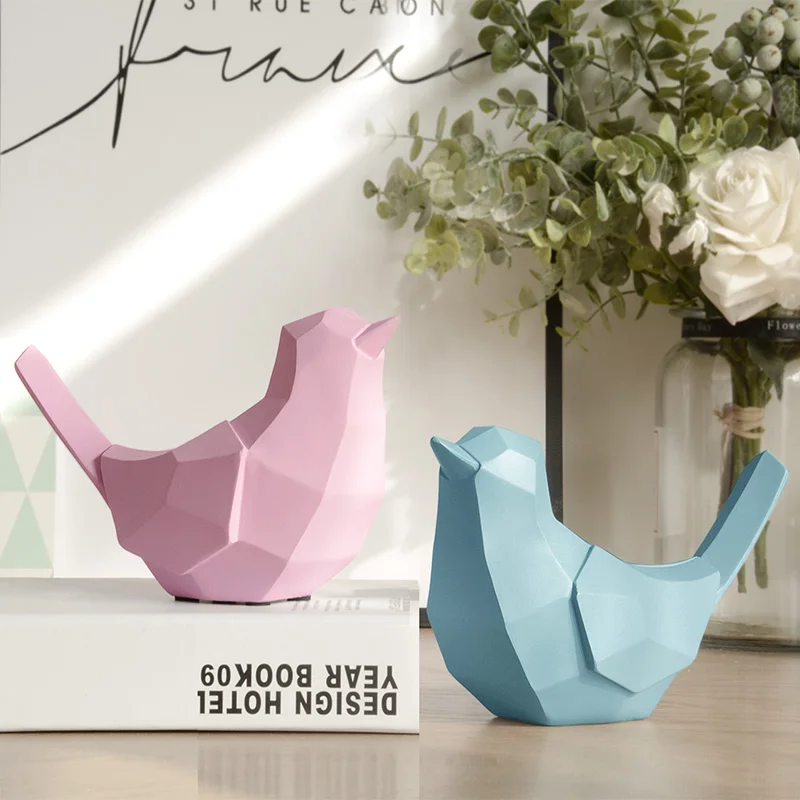 Копилка с геометрическим рисунком птицы полимерная копилка статуэтка для