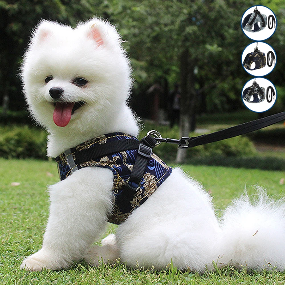 Нейлоновая кошка шлейка для собаки поводок светоотражающий регулируемый шлея