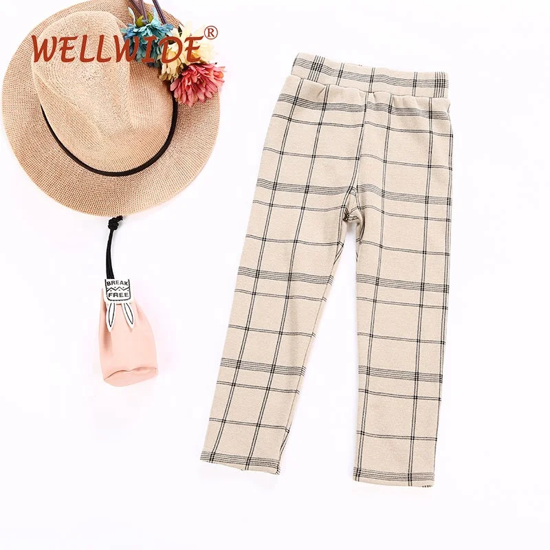 Детские длинные брюки из хлопка и льна для девочек повседневная одежда на осень