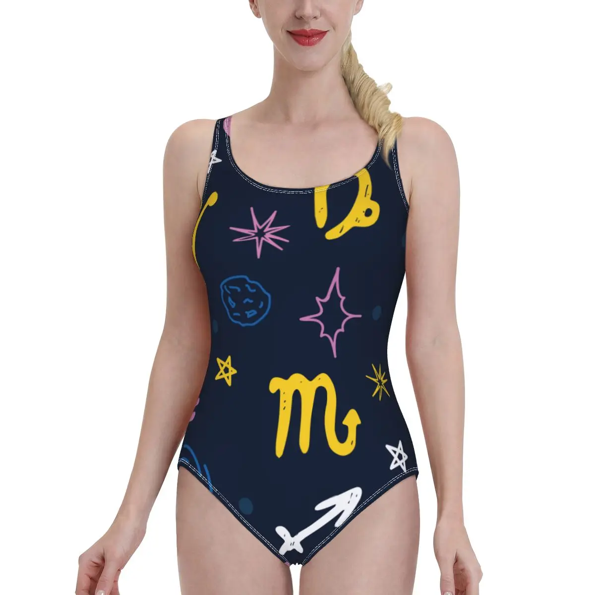 

2021 Sexy Swimsuit Women Push Up One Piece Swimsuit Colorful Kids Zodiac Swimwear Female Bodysuit Monokini