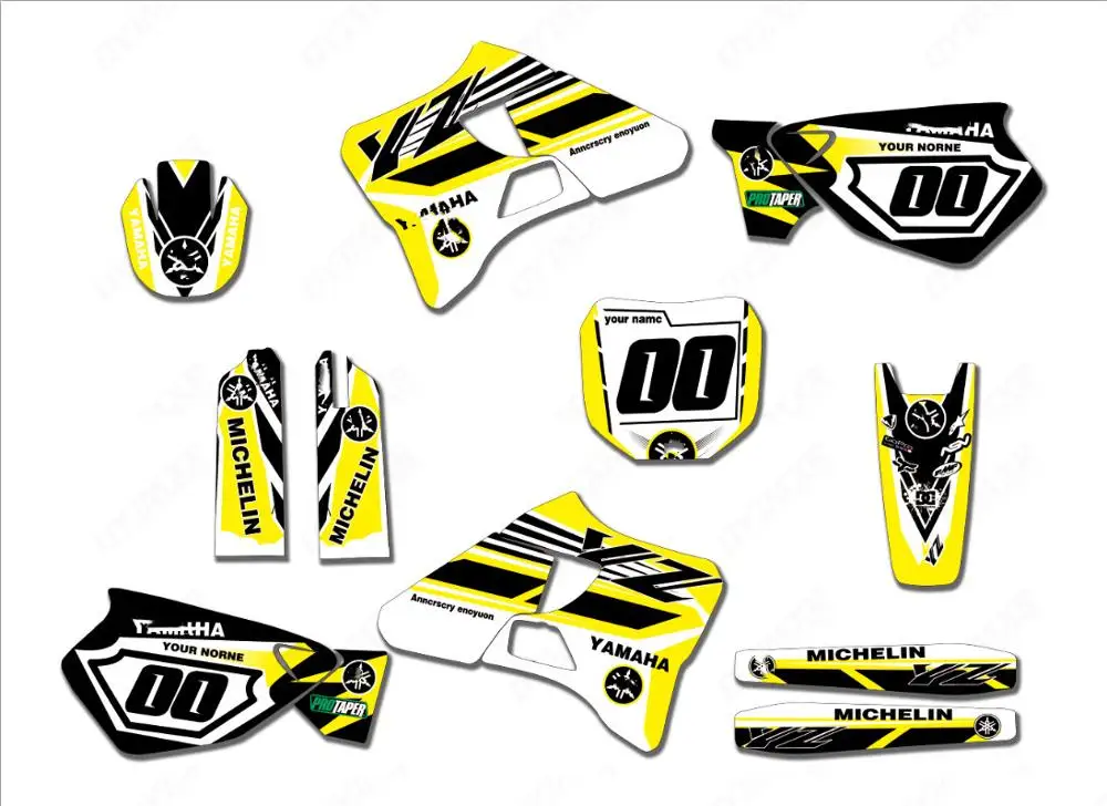 Индивидуальные номера команды графика и фоны наклейки для Yamaha YZ125 YZ250 YZ 125 YZ 250 1996 1997 1998 1999 2000 2001