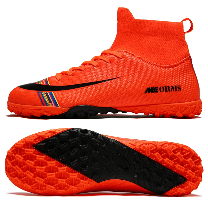 

Men Football Boots Soccer Cleats Boots Long Spikes TF Spikes Ankle High Top Sneakers Soft Indoor Turf Futsal Soccer Shoes Men