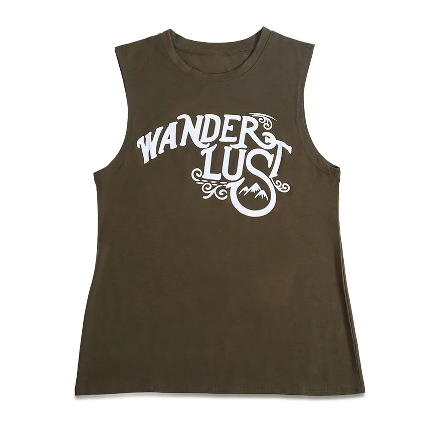 2019 Новый Женский Танк Лето Без Рукавов Печати Письмо О-Образным Вырезом Женская