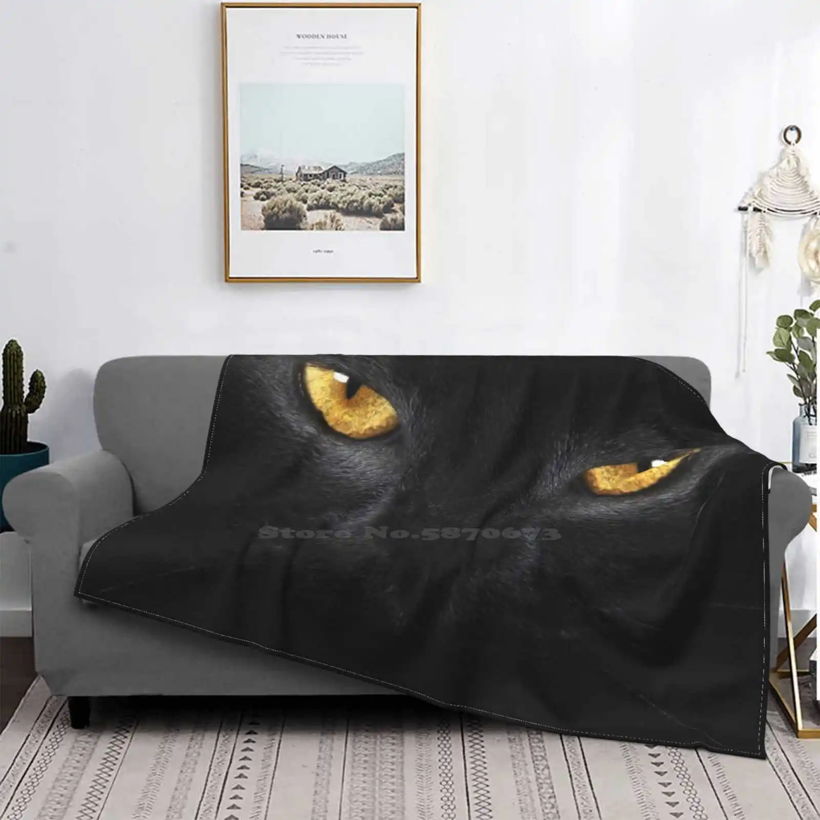 Мягкое одеяло с кошачьими глазами и кондиционированием воздуха кошачьи Черные