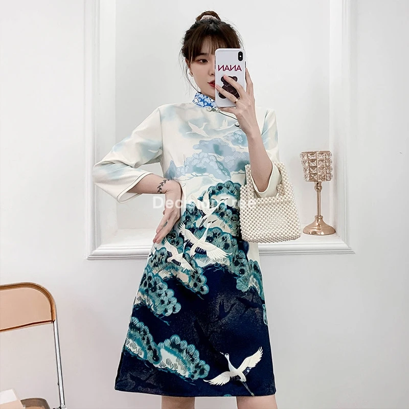 

Женское свадебное платье подружки невесты, элегантное Кружевное платье-Ципао, традиционное китайское платье Ципао с воротником-стойкой, 2022