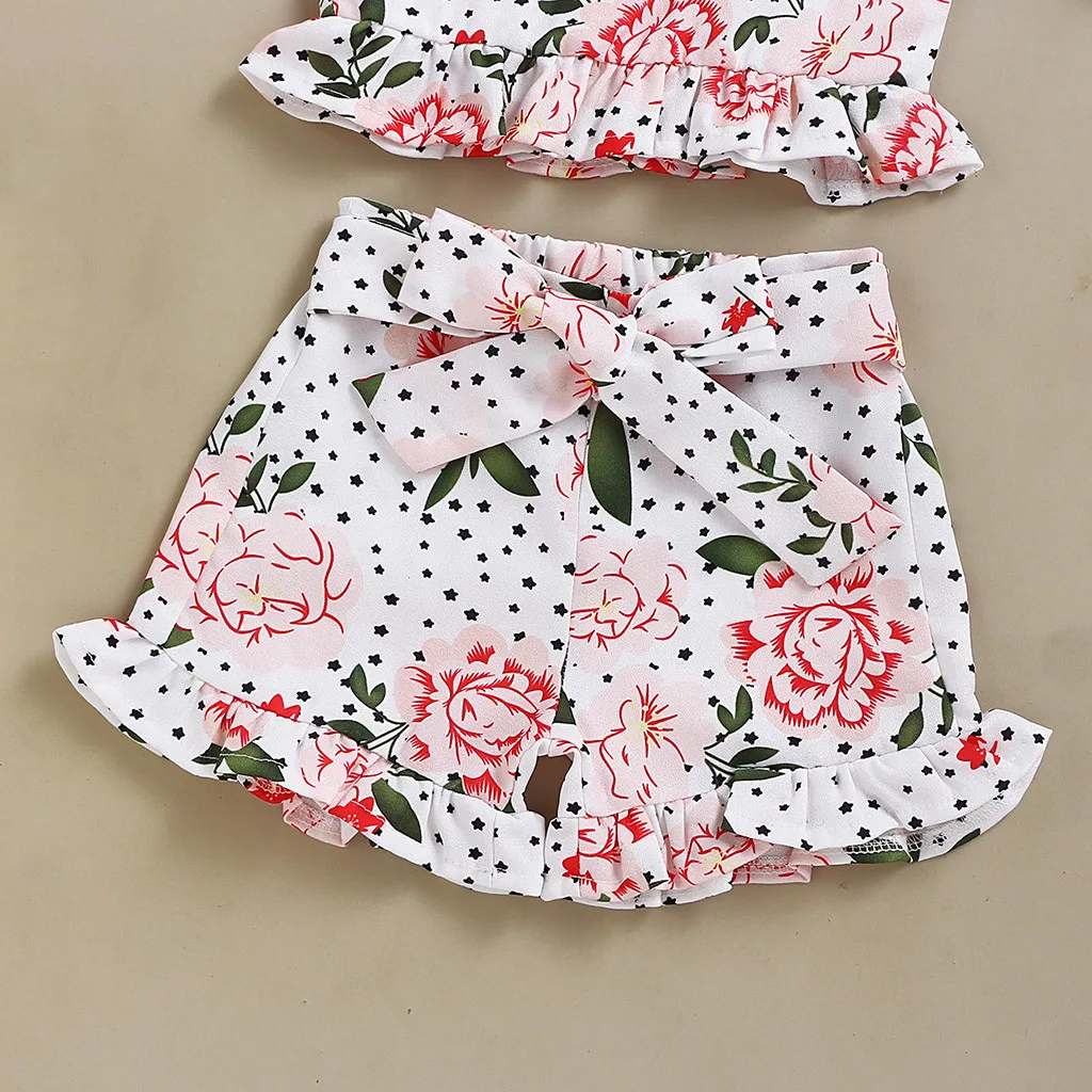 Новинка симпатичная одежда без рукавов с цветочным рисунком для маленьких