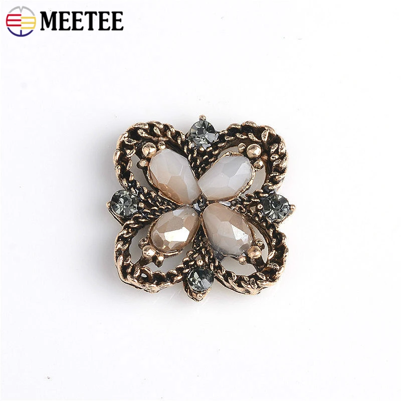 Meetee 10pcs Vintage Antique Gold Rhinestone Button Hand Jewelry Decoration Buckle DIY Crafts Sewing Accessories ZK043 | Дом и сад