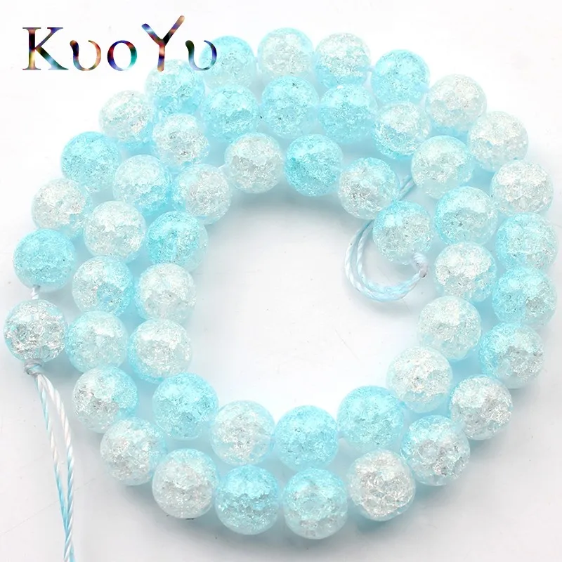 Цветные белые хрустальные бусины с трещинами снега круглые свободные
