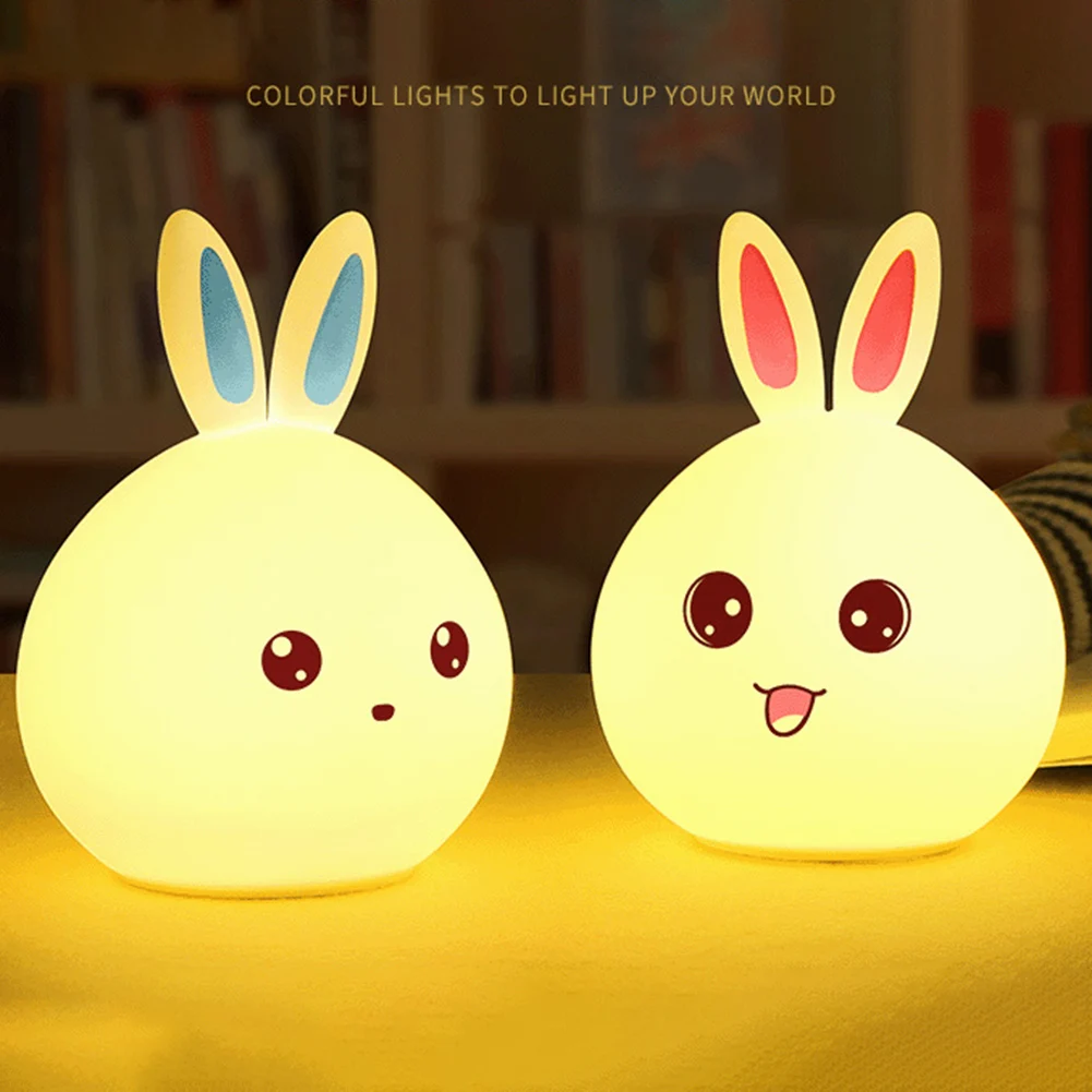 

LED Pat USB Night Light Cute Cartoon Rabbit Remote Control Baby Kid Bedroom Bedside Table Lamp Christmas Kids Gift