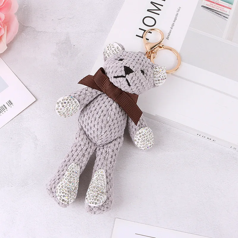 Kpop тканевая кукла мультяшный милый брелок для ключей Медведь кольцо в стиле