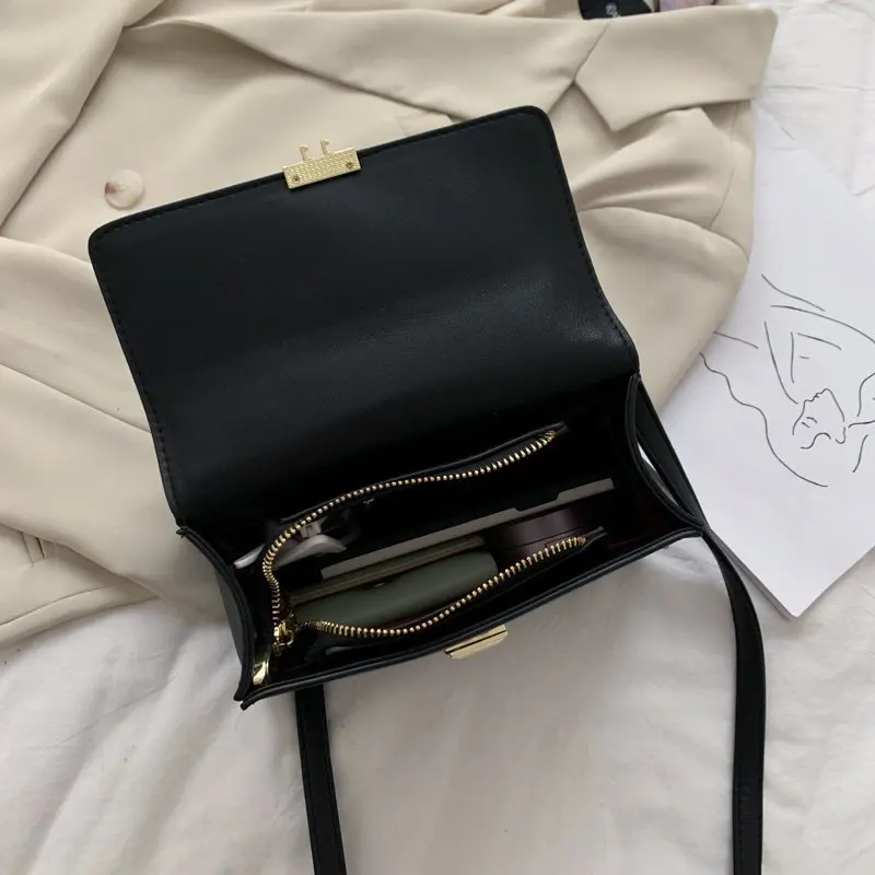 

Mini Square Flap Crossbody bag 2020 New Quality PU Leather Women's Designer Handbag Lock Shoulder Purse Messenger Bag