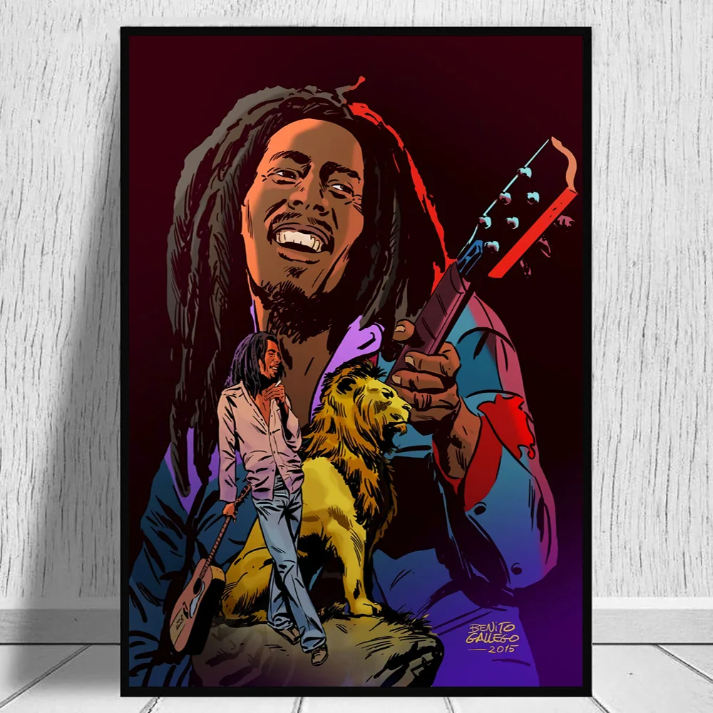 

Bob Mariley Legend Reggae Music Cartoon Poster And Prints Canvas Painting On Wall Art Superstar Picture For Room Decoration