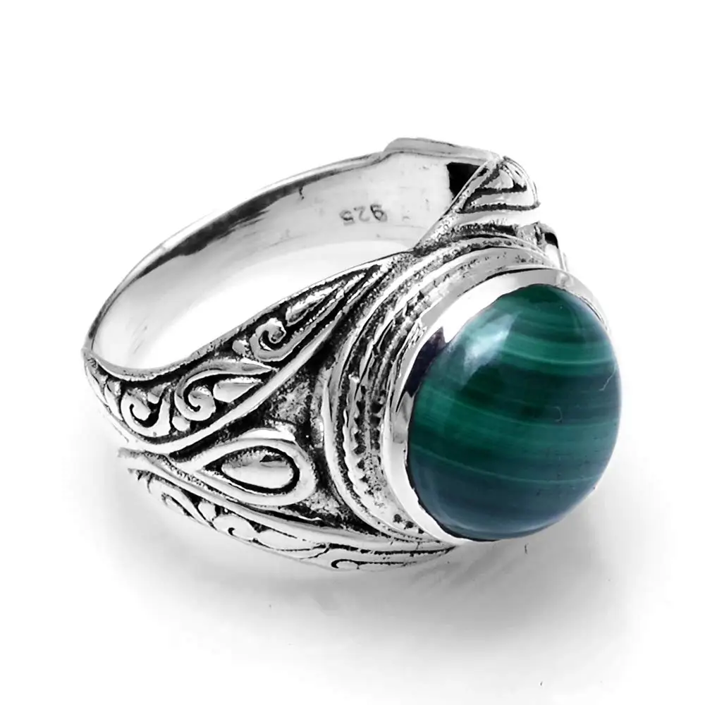 

Genuine Malachite Ring 925 Sterling Silver, USA Size : 7.5, AR4154