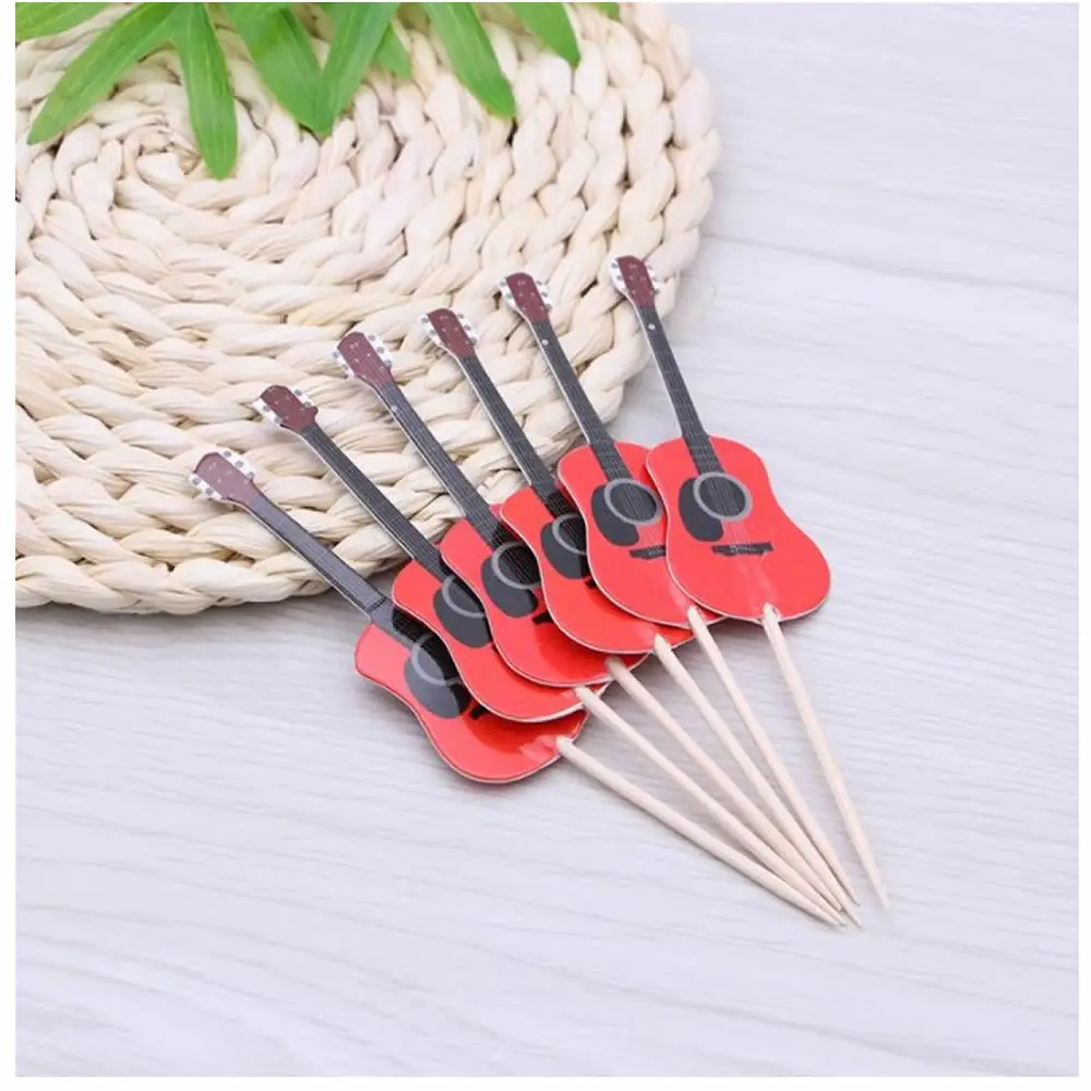 24 шт. гитарный музыкальный Топпер для торта с зубочисткой кексов на день рождения