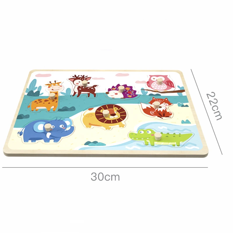 

Childrens Early Learning Hand Grab Blocks Montessori Cartoon Animal and Vegetable Matching Cognitive Toys for Children