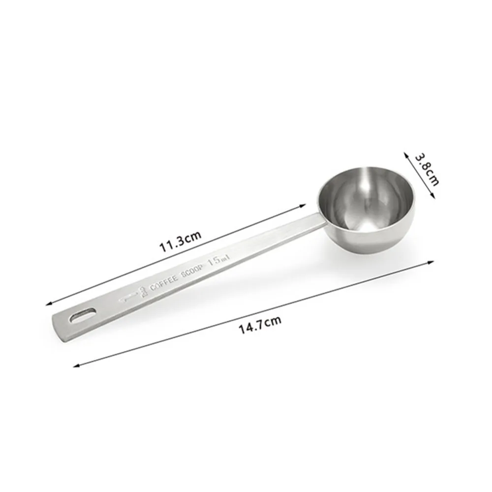 

15ml Stainless Steel Coffee Milk Powder Tea Leaves Self Measuring Scoop Coffee Spoon Sealing Clip Kitchen Gold Accessories