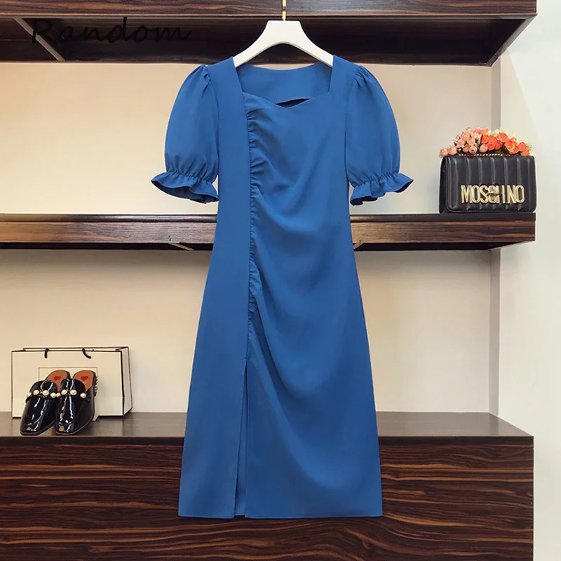 

Для женщин; Большие размеры элегантный в винтажном стиле, в стиле 90-х черного и синего цвета с квадратным воротником и короткими рукавами, бл...