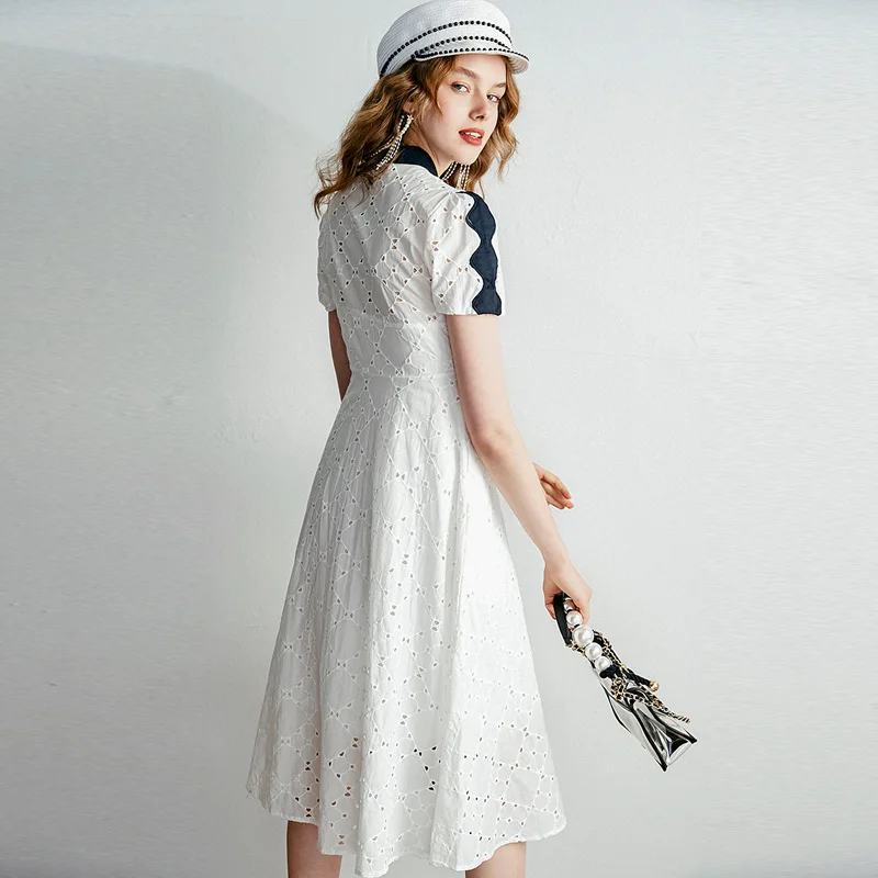 Летнее платье Новое поступление мода 2019 женское рубашка с короткими рукавами и