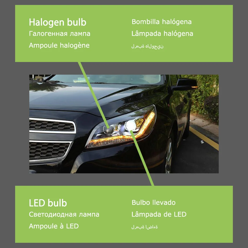 

Фары AKD для стайлинга автомобилей для Chevrolet Malibu 2012-2014, фары, светодиодсветодиодный ходовые огни, биксеноновый луч, противотуманные фары с ангельскими глазками Auto