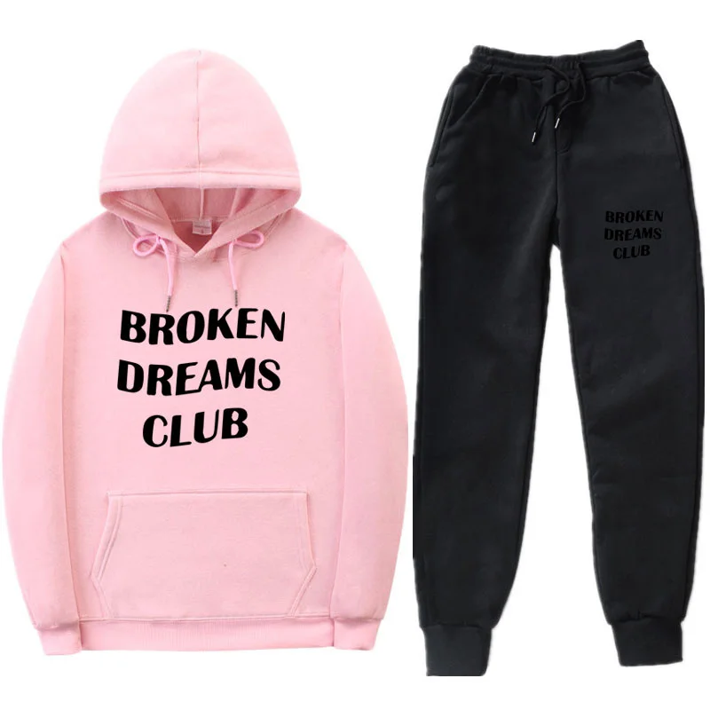 

Dream Broken Club hoodie +pants Tumblr inspires an aesthetically soft and dull neutral Tumblr sportswear men's sportswear Suit