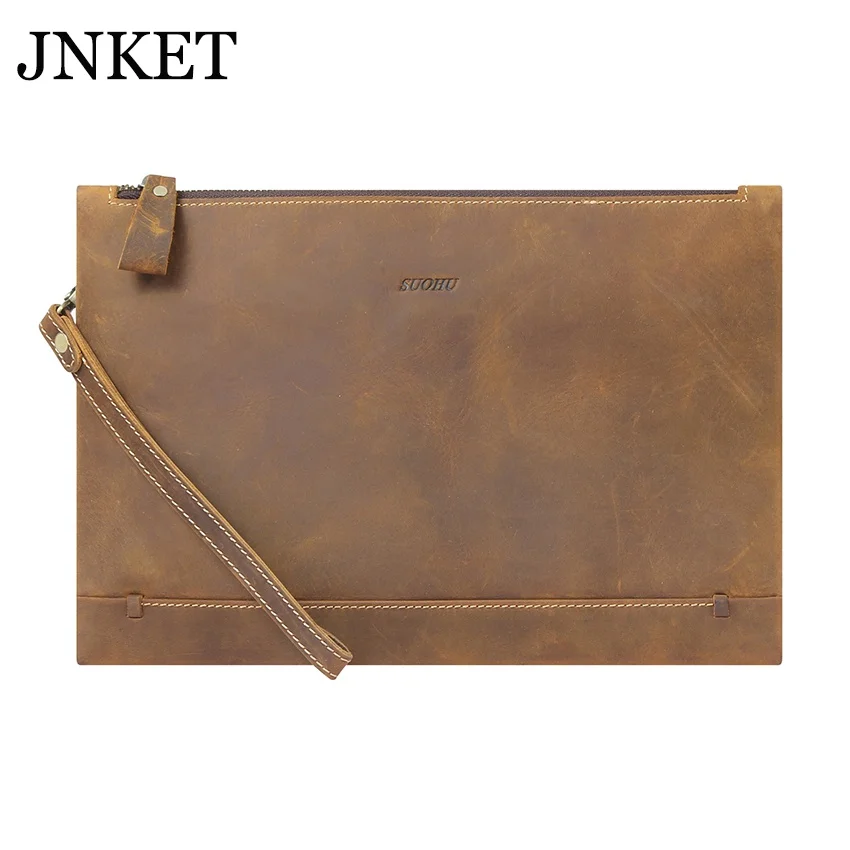 

JNKET Новый Ретро мужской клатч сумочка Crazy Horse кожаный Длинный кошелек деловая сумка вместительный клатч съемный ремешок