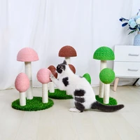 woven linen cat tree mushroom design cat scratching post wear resisting simulated lawn cat house practical pet toy cat shelves