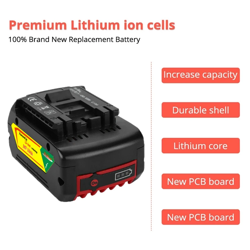 

New 18V18000mAh Rechargeable For Bosch 18V Battery Backup 18.0Ah Portable Replacement BAT609 Indicator light+3A Battery Charger