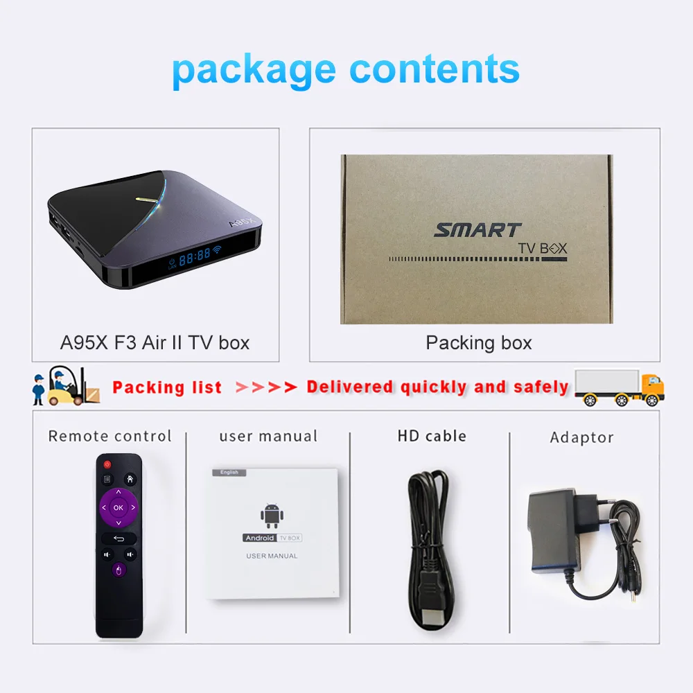 ТВ-приставка VONTAR A95X F3 Air II RGB Android 11 Amlogic 4 Гб RAM 64 ГБ 32 BT Dual Wifi 4K Youtube медиаплеер 2G 16G