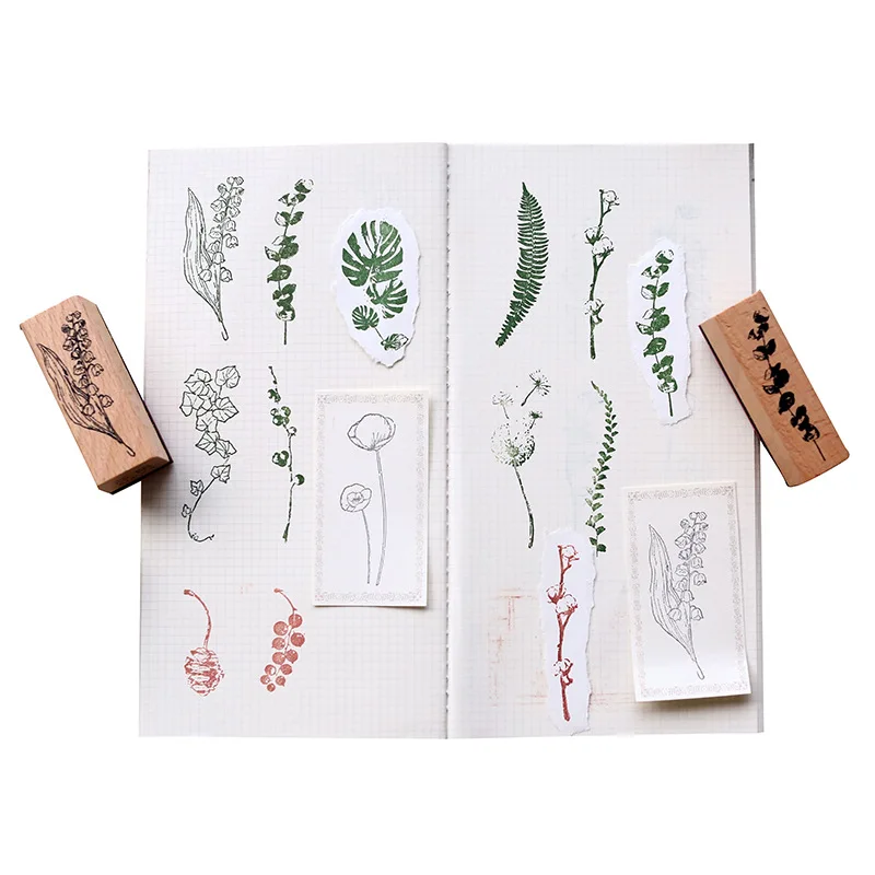 Деревянный штамп с изображением листьев растений pinecone nut Yugari DIY альбом для
