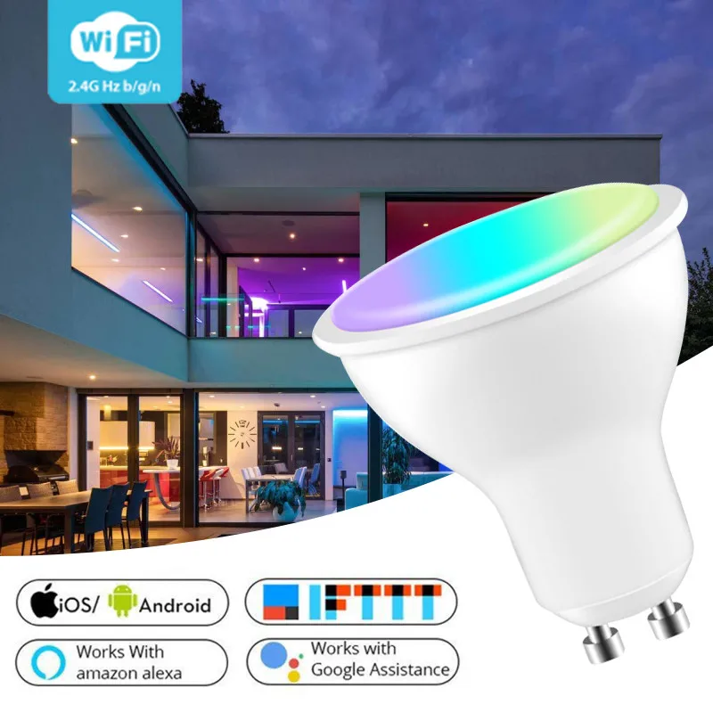 

Wifi Smart Light Bulb GU10 GU5.3 LED Lamp RGBW 6W App Control for Living Room Bathroom Work With Google Home/Alexa/IFTTT