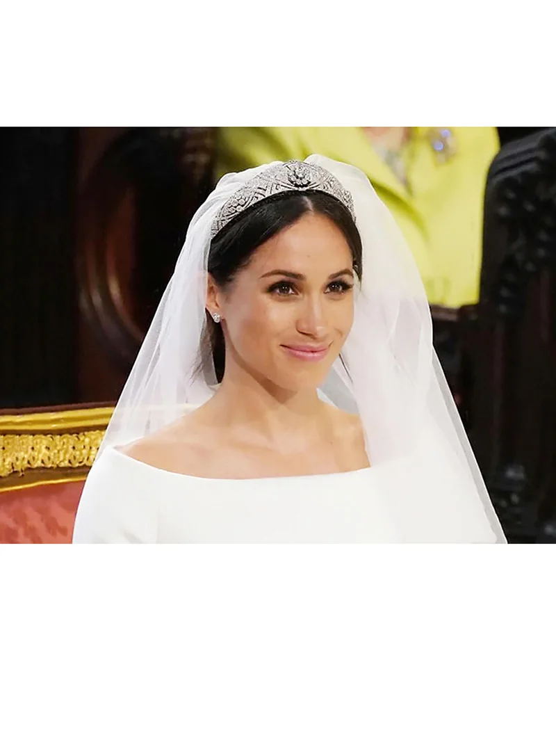 Роскошная корона принцессы Меган Маркл с банданами длиной 1,5 м для свадебных аксессуаров для волос и тиар на голову.