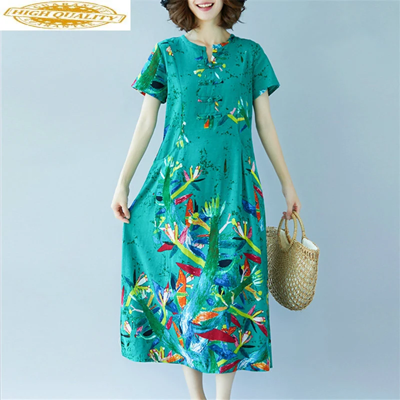 Длинное летнее платье для женщин винтажное хлопковое льняное элегантное с