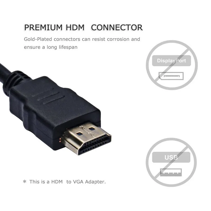 Переходник HDMI (штекер)/VGA (гнездо) HD цифро-аналоговый преобразователь |