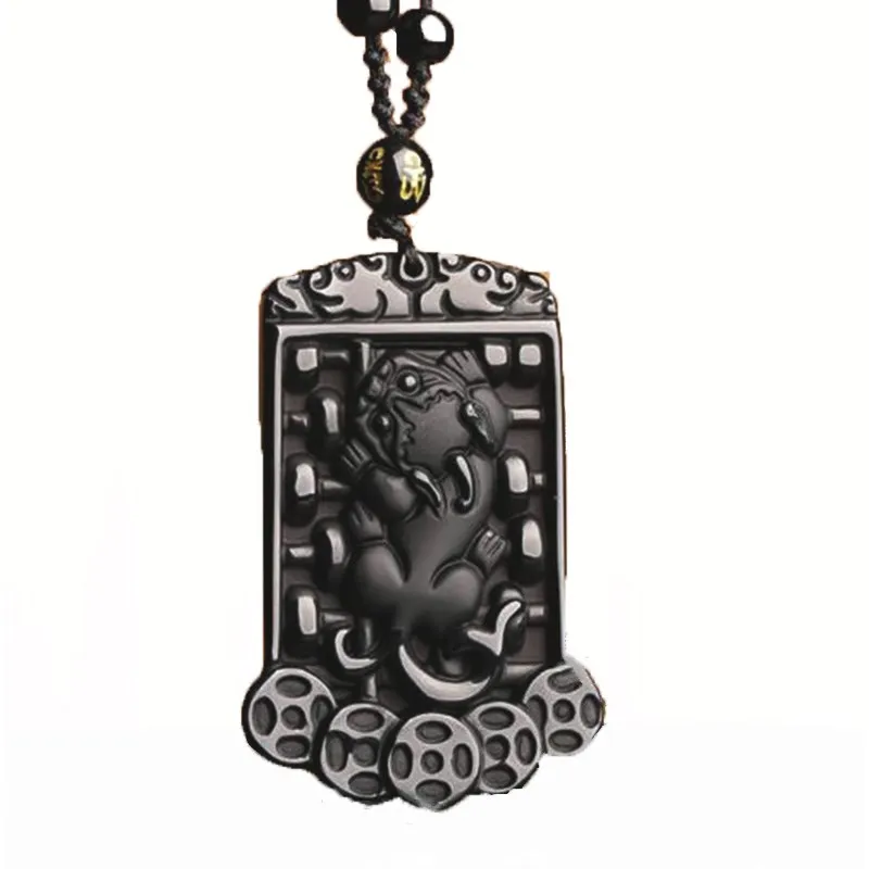 

Jade Pendant Natural Obsidian Ru yi Abacus Brave Troops Pendant Jewelry Fine Jewelry Lucky Safety Amulet Crystal Pendant