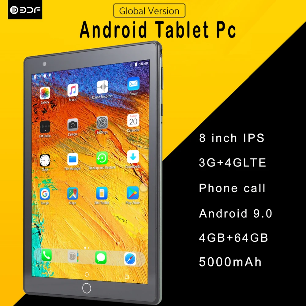 8 Inch 4GB+64GB Android 9 Tablet Pc Octa Core AI-CPU Have 3G Sim Card Wi-Fi ,Bluetooth,GPS,Touch Pad ,Mini Android Pad,5000mAh