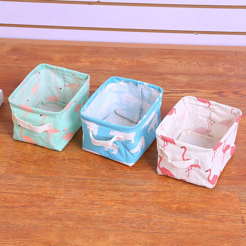 Простая складная корзина для хранения из хлопка и льна тканевый квадратный